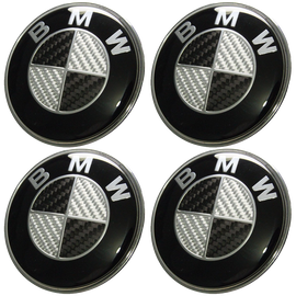 Afauto 7pcs Bmw Black-Silver Carbon Fiber Style Emblem Logo Badge Set 73-82mm